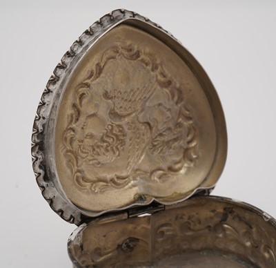 Lot 512 - A dressing table box and a silver heart-shaped box