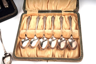 Lot 402 - A set of silver handled knives and forks and other cutlery