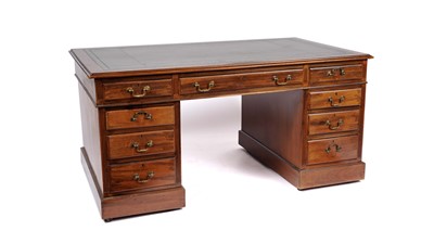 Lot 952 - A Victorian mahogany pedestal writing desk