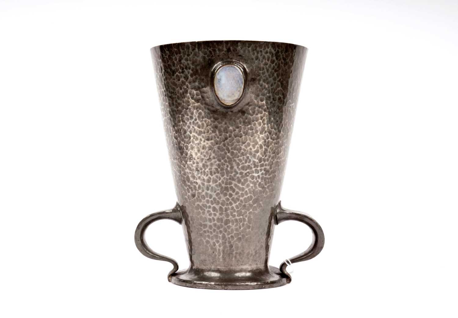 Lot 183 - An English Pewter by Liberty & Co twin handled vase
