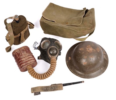 Lot 890 - A Brodie helmet; a bayonet and other items