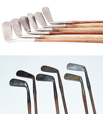 Lot 177 - A selection of hickory shafted vintage golf clubs