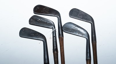 Lot 256 - A selection of hickory shafted vintage golf clubs