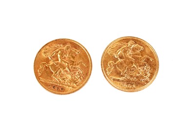 Lot 542 - Two Edward VII gold half-sovereigns