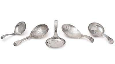 Lot 266 - Five antique Birmingham-made caddy spoons