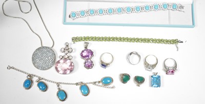 Lot 531A - A selection of mostly silver set gemstone jewellery