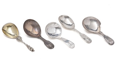 Lot 278 - Five various London-made caddy spoons