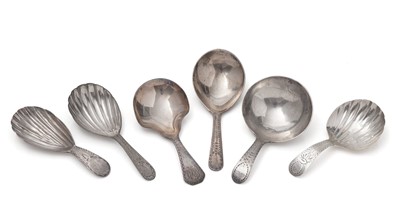 Lot 295 - Six George III caddy spoons