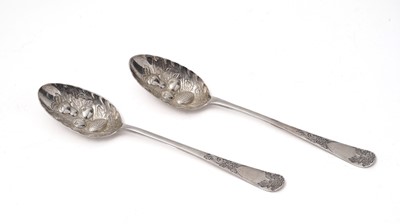 Lot 425 - A pair of George III tablespoons