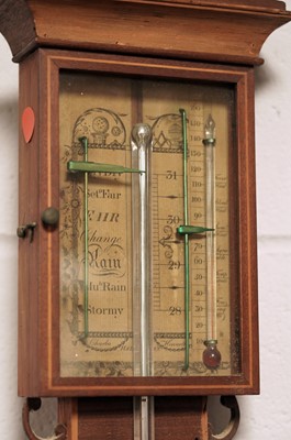 Lot 94 - A mid-19th Century inlaid mahogany stick barometer, by Charles Howarth of Halifax