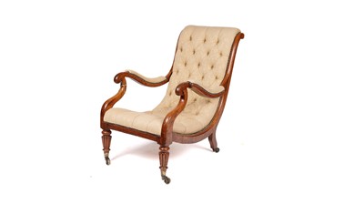 Lot 999 - A George IV oak button back library chair