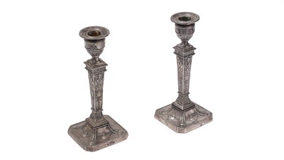 Lot 373 - A pair of Edwardian candlesticks