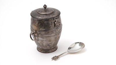 Lot 375 - A George V tea caddy and a matching tea caddy spoon