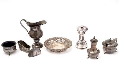 Lot 475 - A selection of silver items and a plated pepper grinder