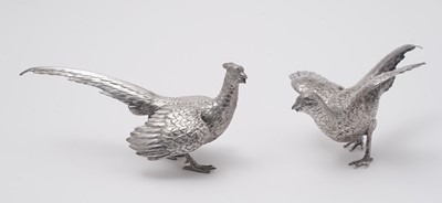 Lot 179 - An Elizabeth II cast pair of table decorations  in the form of pheasants