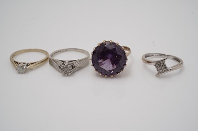Lot 467 - Three diamond rings and another