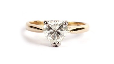 Lot 1112 - A heart-shaped single stone diamond ring