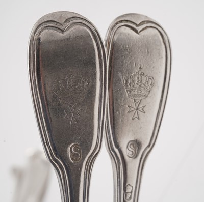 Lot 229 - A composite set of six Maltese tablespoons and six table forks