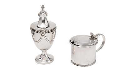Lot 221 - A George IV silver drum mustard pot; and a silver small vase with cover