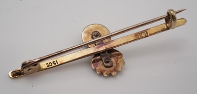 Lot 452 - A 15ct gold Northumberland fusiliers sweetheart brooch and another