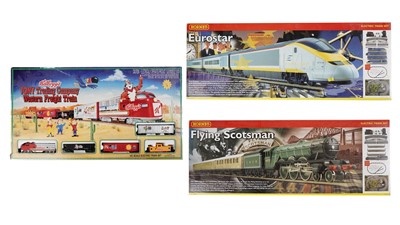 Lot 501 - Hornby Flying Scotsman and Eurostar electric train sets, and another electric train set