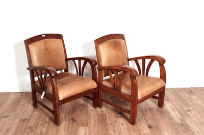Lot 34 - A pair of Art Deco style hardwood armchairs