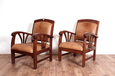 Lot 34 - A pair of Art Deco style hardwood armchairs