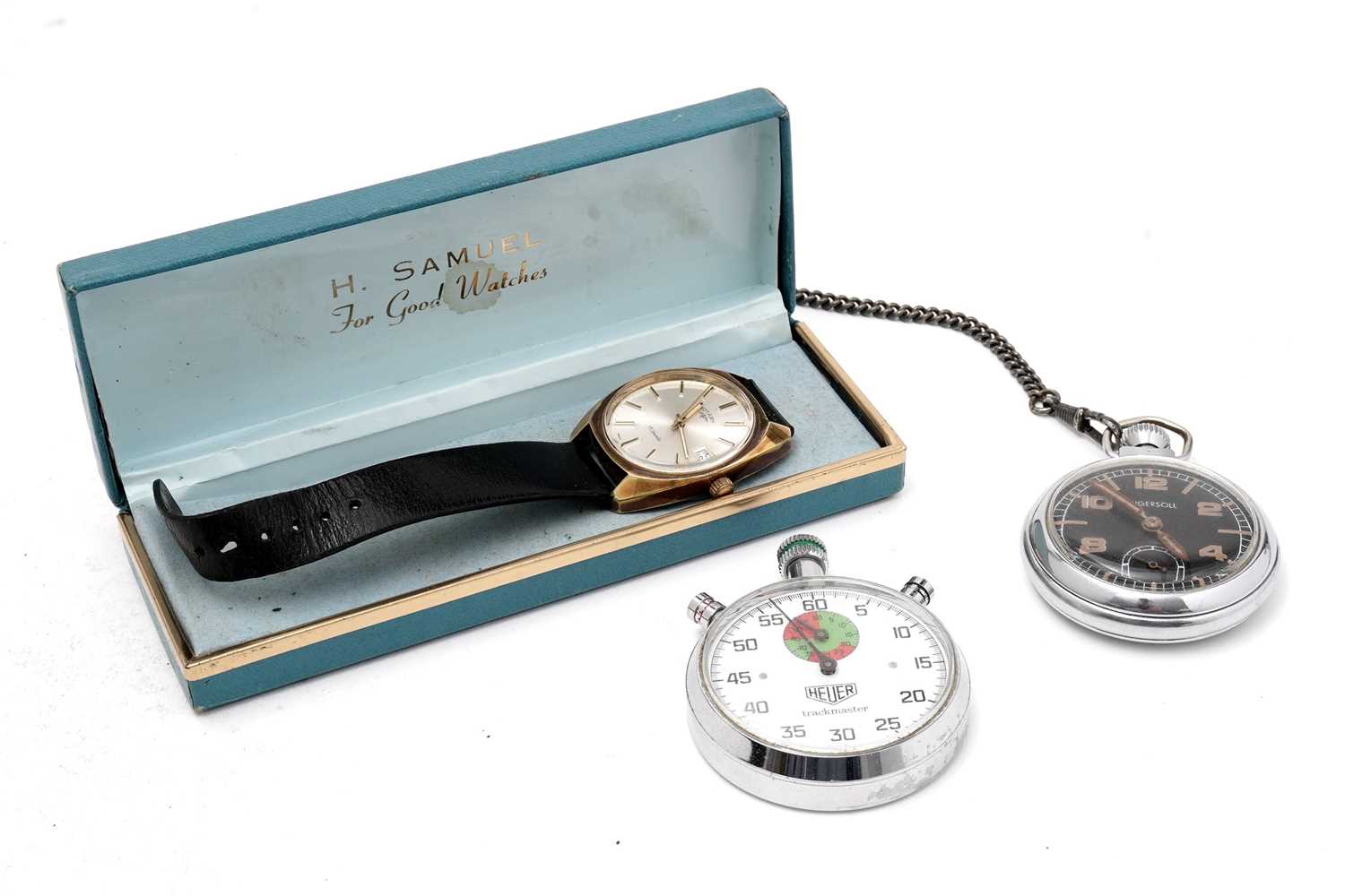 Lot 478 - A stopwatch, a pocket watch and a wristwatch