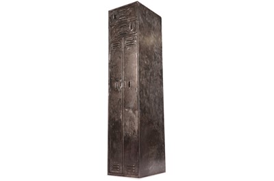 Lot 59 - An industrial polished steel locker cabinet