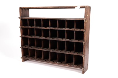 Lot 61 - A vintage stained wood pigeon hole storage unit