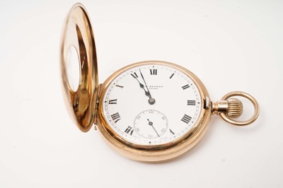 Lot 1050 - J.W. Benson, London: a 9ct yellow gold-cased half-hunter pocket watch