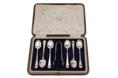 Lot 527 - A cased set of silver spoons and tongs, by Henry Wilkinson