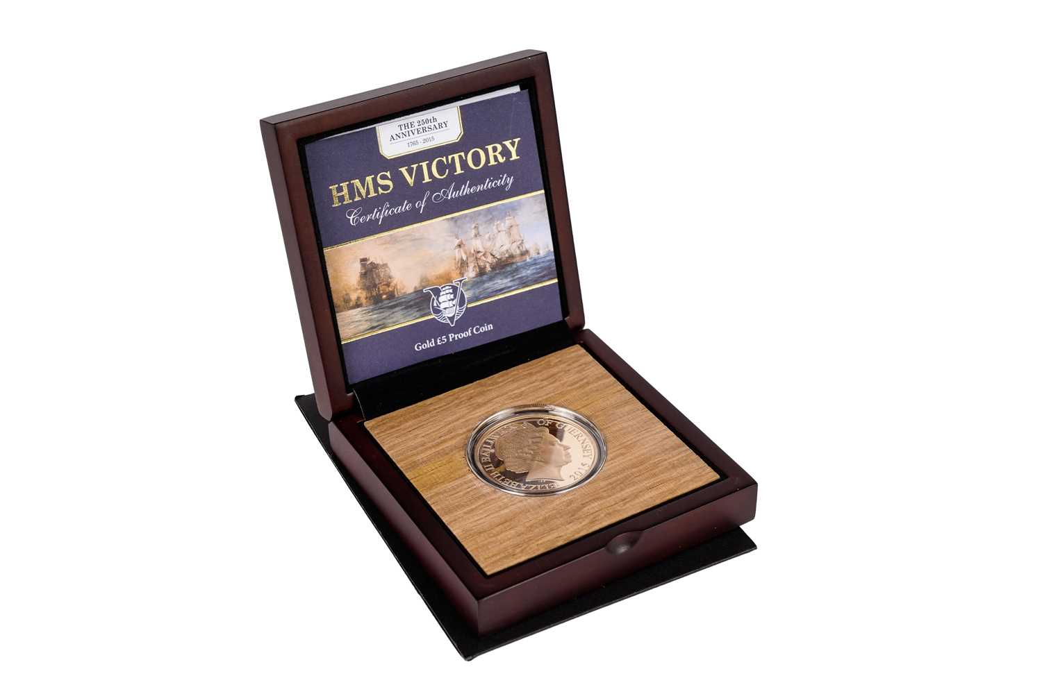 Lot 250 - A Queen Elizabeth II HMS Victory £5 gold proof coin