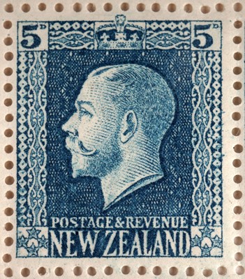 Lot 64 - New Zealand George V 1922 5c. light blue block of plate 43