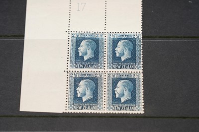 Lot 67 - New Zealand George V 1915 2 1/2d. block of four top left with plate number 17