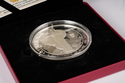 Lot 150 - The Diamond Jubilee of the Confederation of Canada’ medal, $100 dollar silver coin