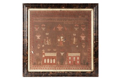 Lot 952 - A 19th Century motif needlework sampler worked by Margaret Stoddart