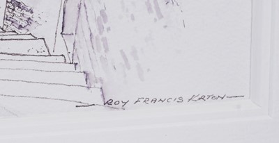 Lot 802 - Roy Francis Kirton - Tyne Bridge and Dog Leap Stairs | pen and ink with watercolour