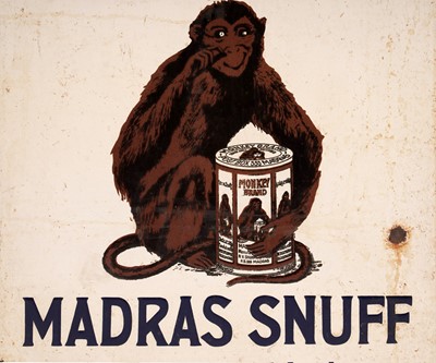 Lot 151 - A Monkey Brass Madras Snuff enamel advertising sign
