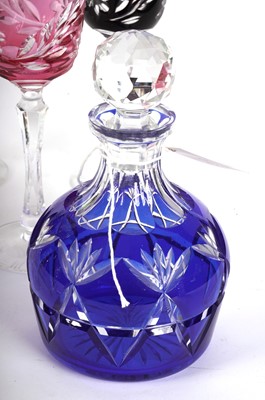 Lot 173 - A collection of 19th Century harlequin hock glasses and a glass decanter