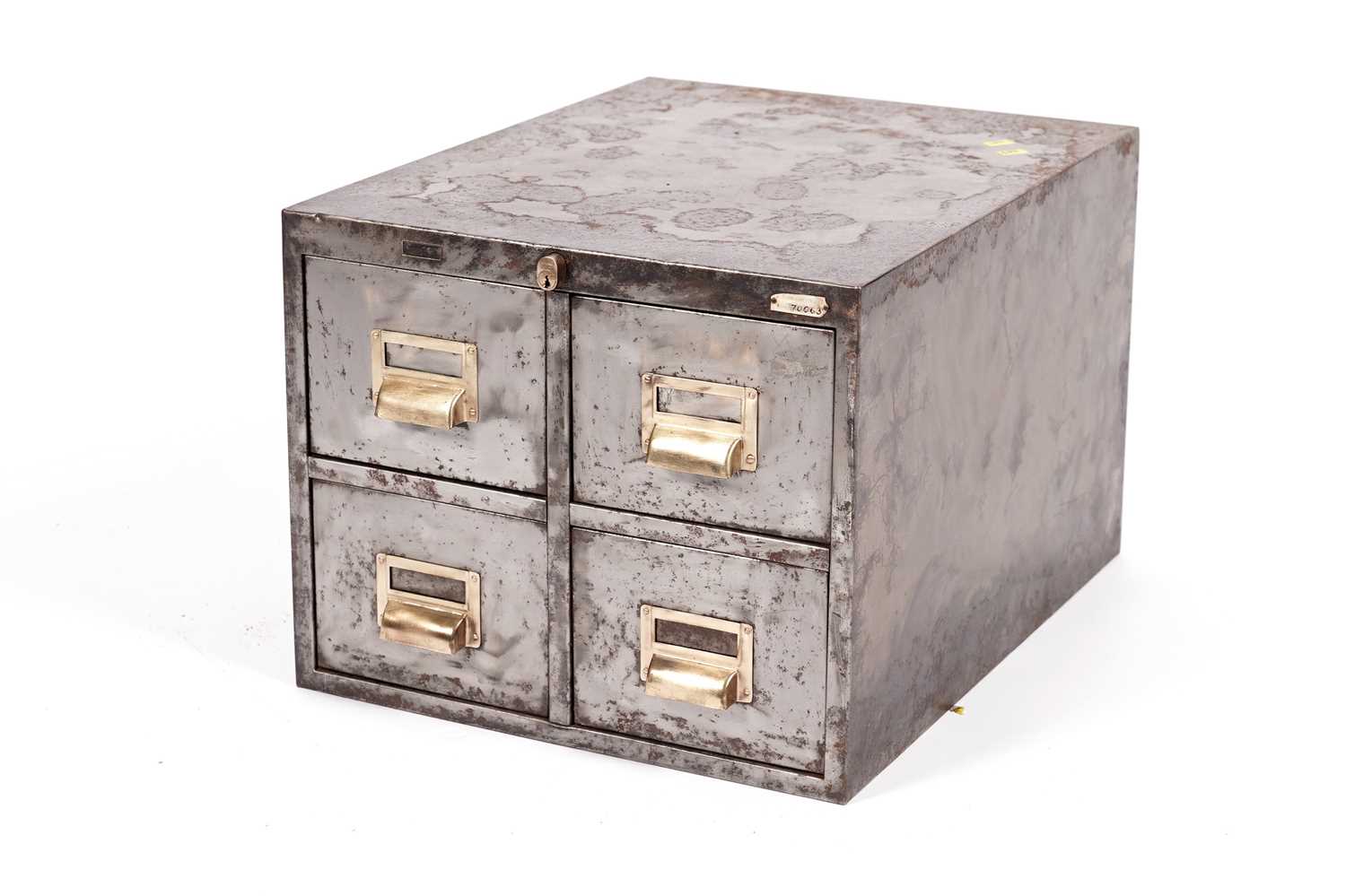 Lot 68 - A polished steel industrial index filing cabinet
