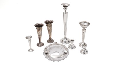 Lot 165 - A pair of Edwardian silver vases, and other silver items