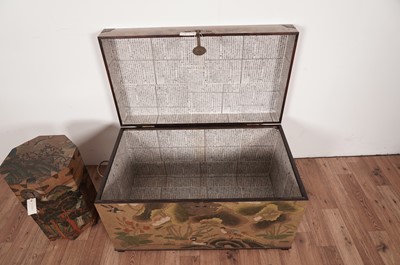 Lot 47 - A modern Asian blanket box and a modern Asian lacquered octagonal box