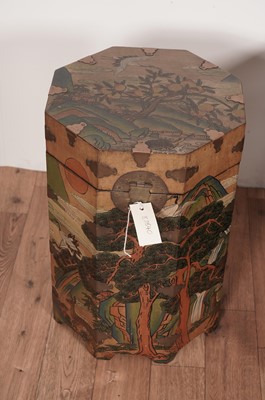 Lot 47 - A modern Asian blanket box and a modern Asian lacquered octagonal box