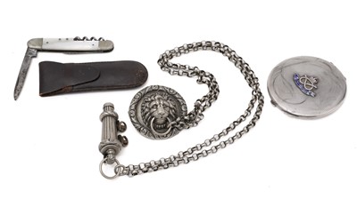 Lot 508 - A whistle, a penknife, and a corkscrew