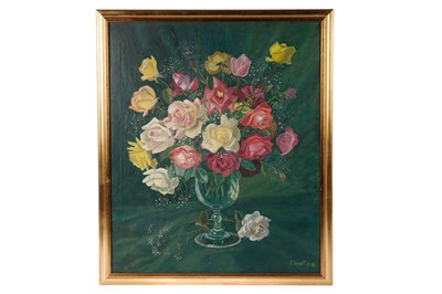Lot 362 - R. Wyatt - Still Life with Roses and Gypsophila | oil