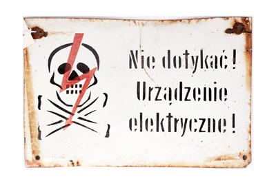 Lot 110 - A Polish enamel danger sign
