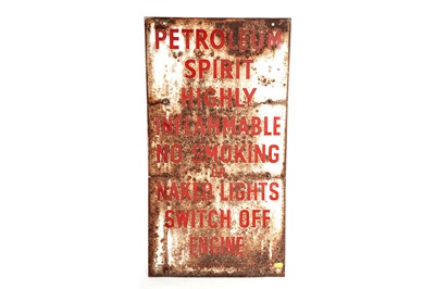 Lot 111 - A petroleum warning enamel advertising sign