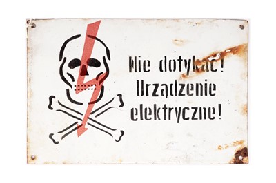 Lot 116 - A Polish enamel danger sign