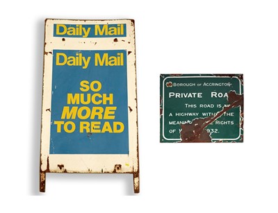 Lot 243A - A street name enamel road sign and a Daily Mail advertising sign